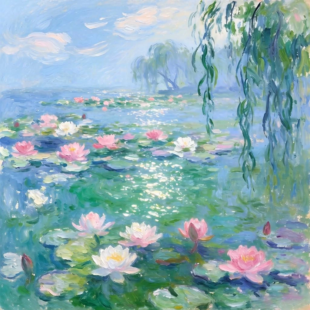 Lirios de agua de Claude Monet convertidos en lienzo de pintar por números