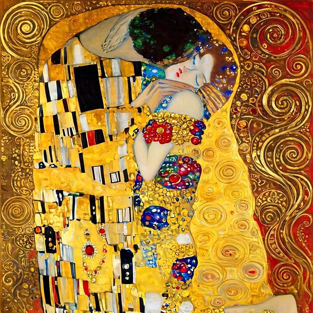 El Beso de Gustav Klimt como lienzo de pintar por números