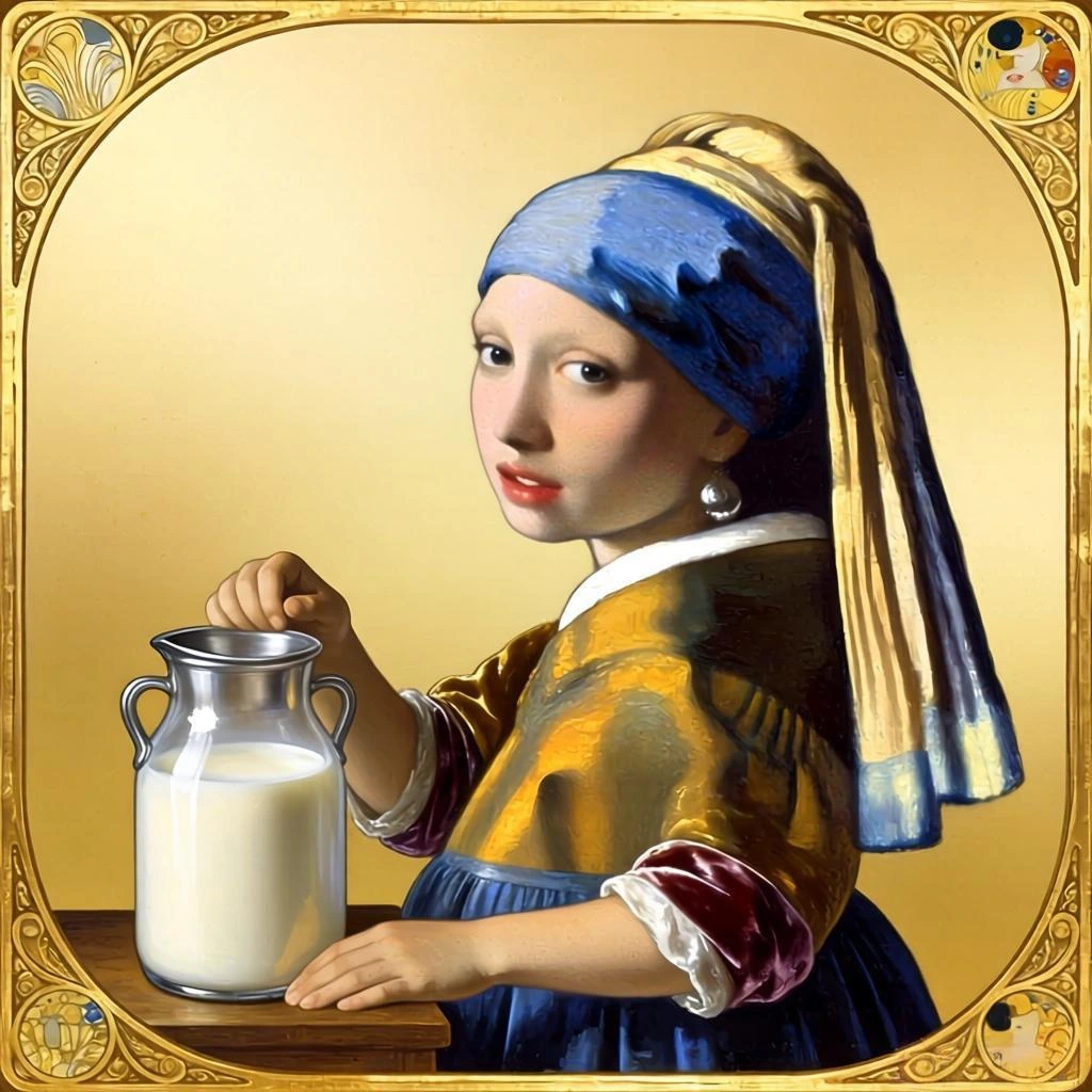 La Lechera de Johannes Vermeer convertida en pintar por números