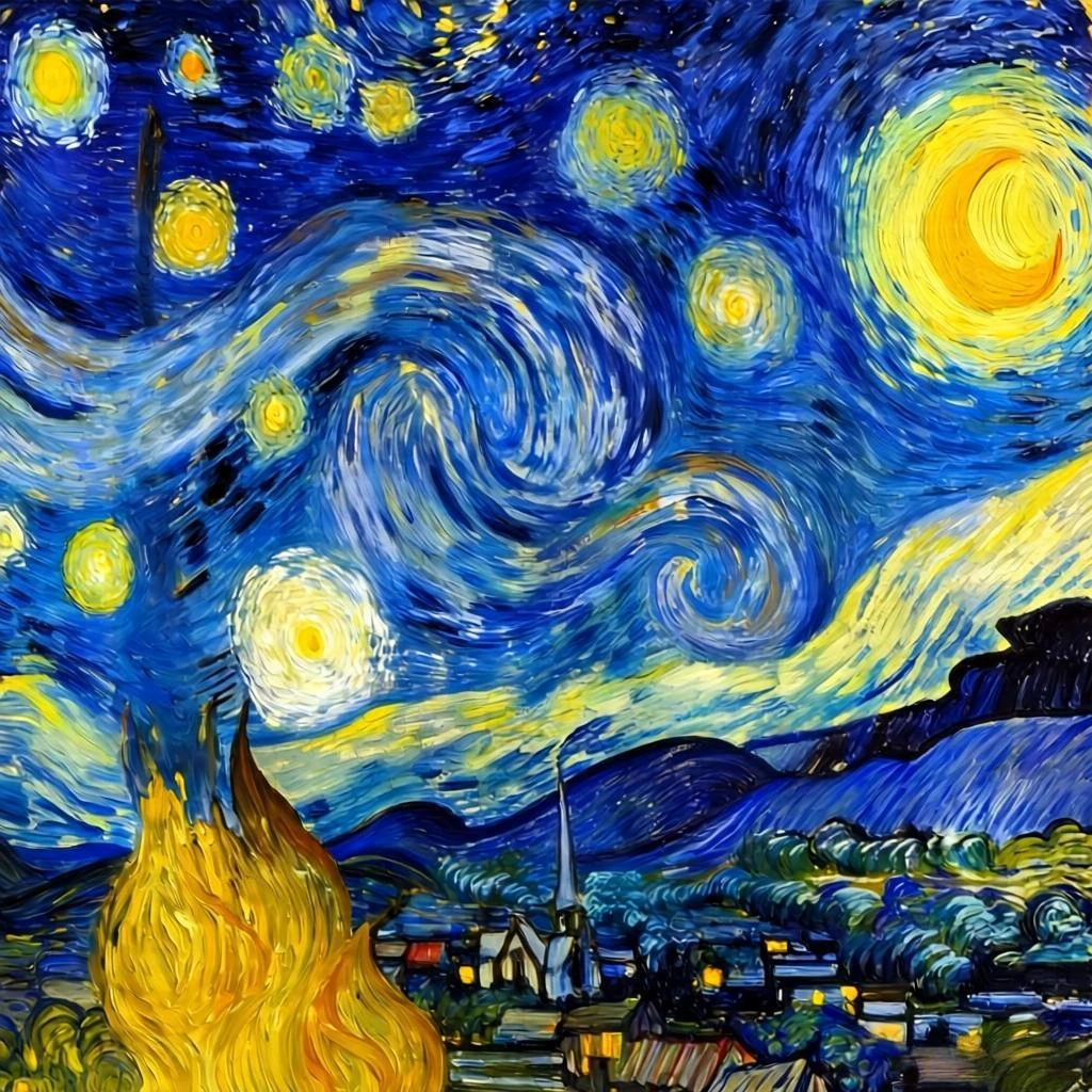La Noche Estrellada de Vincent van Gogh convertida en pintar por números